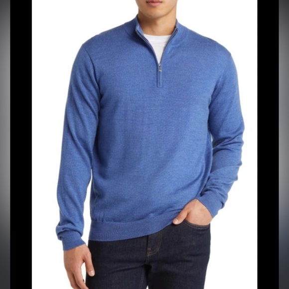 Peter Millar Blue Quarter Zip Sweater – Men’s Small, Silk/Cashmere Blend - Picture 1 of 5